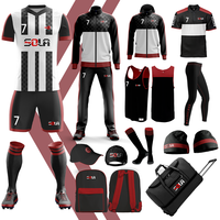 Échantillon Gratuit, Maillot de Foot Personnalisé Noir et Blanc Oem, Kits de Football de Haute Qualité pour Équipes, Ensemble Maillot de Football, Tenue de Soccer