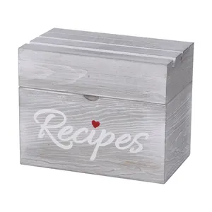 Boîte de réception en bois massif, caisse d'organisation avec cartes et diviseur, outil de cuisine, FSC & bsi