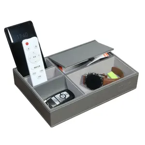 LG8074 OEM Custom Logo Leather Office Desktop Organizer Home Table Car Key Name Card Organizer Valet