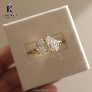 Bague de fiançailles en diamant de laboratoire personnalisable, clarté VVS1, certifiée IGI, remplie de CVD/HTPT, or massif 14K/18K/24K, pour femme, Kangyu - Product Image 1