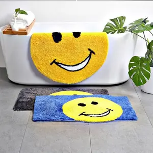 Hot Sale Professionele Microfiber Custom Smile Douche Bad Voet Tapijten Anti Slip Tufted Badkamer Matten Voor Thuis