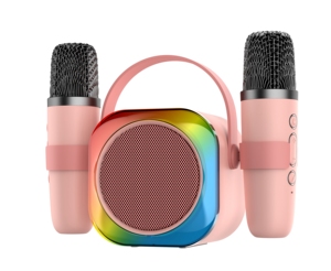 Juego de altavoces de <span class=keywords><strong>karaoke</strong></span> mini LED portátiles superventas con 2 micrófonos inalámbricos. Ideal para el entretenimiento de los niños, cuenta con sonido HiFi - Product Image 4