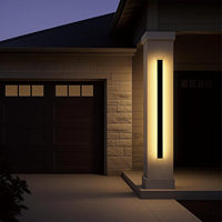 Lampu Dinding Eksterior untuk Rumah, Lampu Luar Ruangan Modern Model Strip Panjang, Lampu Eksterior Luar, Lampu Dinding Hitam untuk Garasi