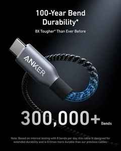Anker Prime 240W <b>USB</b> C to Cable 6ft Fast Charging Upcycled-Braided Nylon With 100-Year Bend Durability A88E2 240W <b>USB</b> C to <b>USB</b> C - Product Image 4