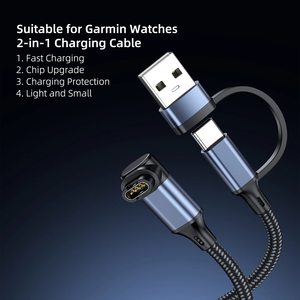 <span class=keywords><strong>Cable</strong></span> de Carga Trenzado Tipo-C de 1.2M PD 5V/1A para Relojes Inteligentes <span class=keywords><strong>Garmin</strong></span> Venu2/VenuSq2/<span class=keywords><strong>3</strong></span>/3S/Fenix 6/7/6S Pro/5X Plus Vivoact - Product Image 5