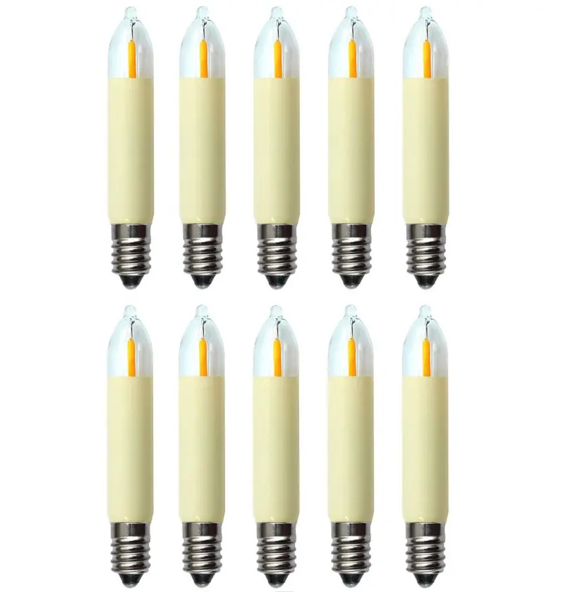 Lampadina a candela a Led T15, decorazioni natalizie 12V lampada a filamento a LED per esterni T20 E10 luce a ponte per candele natalizie