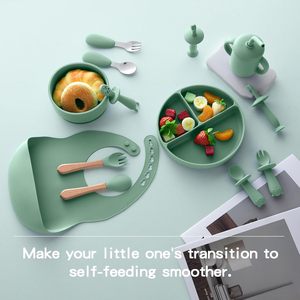 Novedades, Vajilla de Silicona de Grado Alimenticio para Bebés, Libre de BPA, Ecológica, Tazón, Cuchara, Juego de Alimentación para Bebés, a Prueba de Fugas - Product Image 2