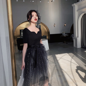 Nouvelle robe de bal de fin d'année pour femme, tenue de fête à épaules dénudées, couleur bordeaux/noir, Bling Bling dégradé, <span class=keywords><strong>2019</strong></span> - Product Image 6