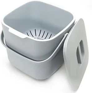 Compost Bin Kitchen with Lid Countertop Composter for Organic Waste Trash Can Bucket Garbage