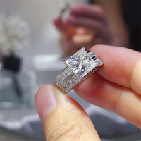 Bijoux de luxe pour femmes, bague de fiançailles et de mariage en argent 925 avec moissanite, cadeau de bijoux pour femmes