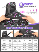 Patins à roulettes ajustables pour enfants avec roues en PU pour garçons, filles, adultes, adolescents, roulements ABEC-7 entièrement lumineux, imperméables