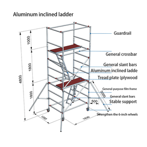 แท่นนั่งร้านแบบเคลื่อนที่ทำจากอลูมิเนียมความสูง8เมตรพร้อมล้อละหุ่งขนาด8นิ้ว - Product Image 3