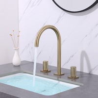 Robinet de salle de bain moderne et simple à trois trous, eau chaude et froide, double commande, avec cartouche céramique, gris, or rose, cuivre