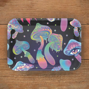Plateau de rangement en métal personnalisé par sublimation, motif Anime Pink Power <span class=keywords><strong>Puff</strong></span> Girly, pour cigarettes et papier à rouler, 14x18cm, avec moulin intégré - Product Image 5