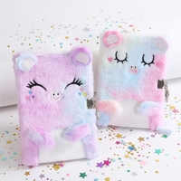 Carnet de notes en tissu peluche doux avec motif chat de dessin animé - Cadeau pour petites princesses et écolières, 80 feuilles, reliure cousue