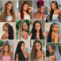 Lot de 3 mèches de tresses pré-étirées 52 pouces 300g en fibre synthétique Yaki pour tresses au crochet, tresses africaines, fixation à l'eau chaude, vente en gros