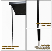 Tente de toit de voiture rétractable, abri solaire imperméable, type à armature droite, cadre en aluminium, camping quatre saisons, auvent latéral double