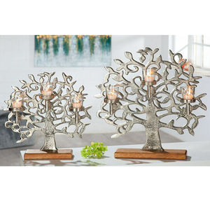 Bougeoir en verre pour la décoration du salon Bougeoir unique en verre Votive Home Decorative Aluminium Tree Candle Holder - Product Image 1
