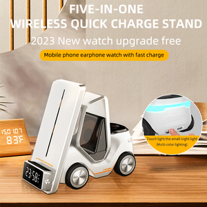 Caricatore Wireless a Forma di Auto 3 in 1 con Orologio, Luce Ambientale a 4 Colori, Area di Ricarica Regolabile, Supporto PD OTP per Auricolari e Telefoni - Product Image 4