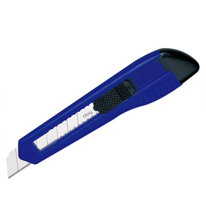 Deli 2003 Utility Knife Stainless Steel Blade Plastic Handle Blue And Yellow Color Stationery Cutter Tool - Product Image 4