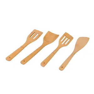 100% organic cheap bamboo wooden frying slotted spatula spoon for wholesale