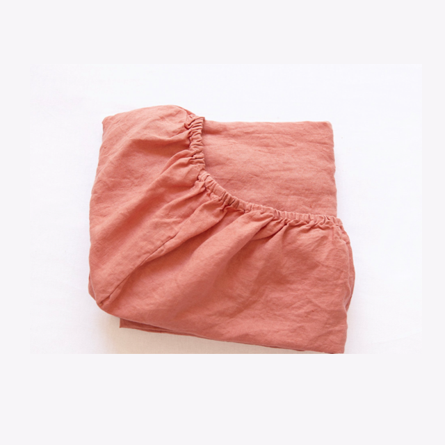 100% Flax 14*14 54*54 Eco-friendly Dyed Linen Bedding Fitted Sheet Bottom Sheet