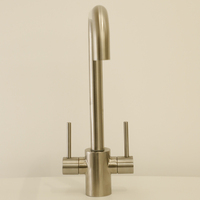 Robinet de cuisine en acier inoxydable, mélangeur pivotant à 360 degrés avec double poignée, 2 leviers, robinets d'évier pour eau chaude et froide ZY-K208L