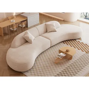 Venta directa de fábrica, sofá semicircular curvo, conjunto de sofá seccional, muebles de lujo para sala de estar, sofá de tela de lana de cordero