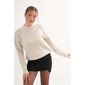 Pull en tricot à col montant pour femme, manches longues, anti-boulochage, style normcore minimaliste - Product Image 5