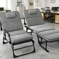 Chaise-lit convertible 2 en 1 avec coussin épais rembourré, cadre en fer robuste, fauteuil inclinable pour la maison, la plage, le pique-nique, le jardin, l'extérieur, la pêche