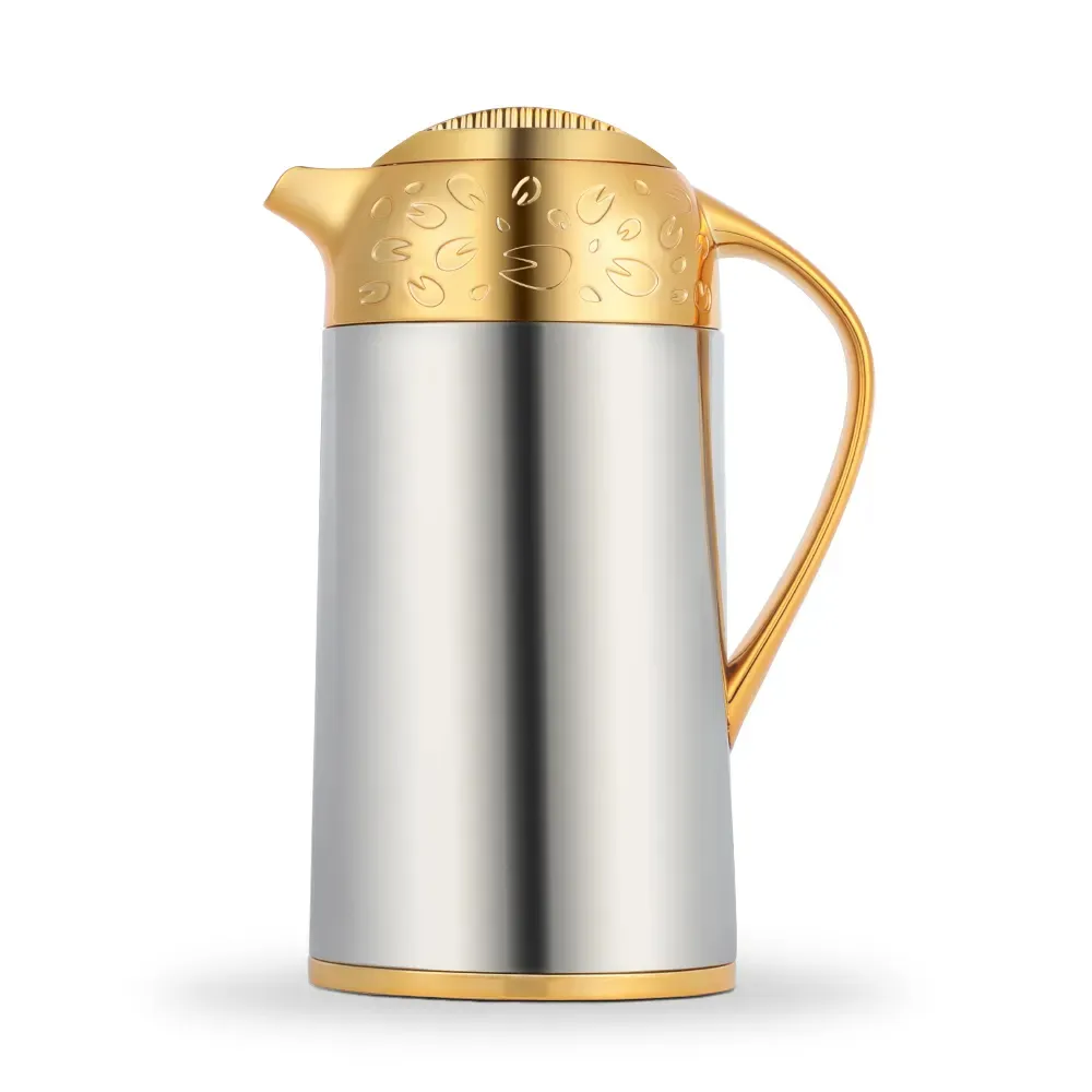 새로운 고급 커피 포트 두바이 사우디 아라비아 실버 골드 진공 용기 플라스크 유리 리필 내부 커피 포트