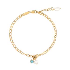 New Fashion Anklet 925 Sterling Silver Plated with 14K <b>Gold</b> <b>Pearl</b> Turquoise Charm <b>Bracelet</b> - Product Image 1
