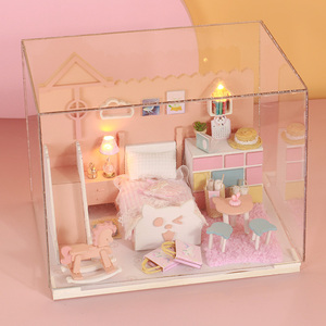 ชุดบ้านตุ๊กตาไม้ทำมือขนาดเล็กสีชมพู Meow Meow <span class=keywords><strong>Mia</strong></span> สำหรับเด็ก - Product Image 3