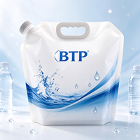 MOQ 100 Sachet Doypack imprimé personnalisé avec bec verseur et poignée en plastique, en Mylar transparent, 5L, pour boissons et champagne, résistant à l'humidité
