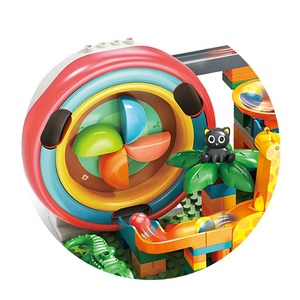 Jeu de construction éducatif STEM pour enfants, 142 pièces, circuit de billes animalier avec base et piste de glisse - Product Image 3