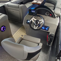 Bateau ponton de 27 pieds pour le marché européen et australien, avec sièges de luxe, configuration de pêche, auvent Bimini et plateforme de bain, moteur hors-bord