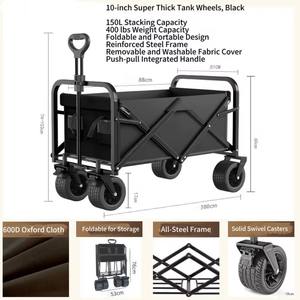 Carro para acampar al aire libre, carrito de picnic portátil con asa telescópica, carrito pequeño plegable para acampar y actividades al aire libre - Product Image 2