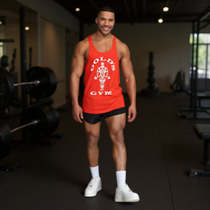 Gold's Gym Mens Tank Top <b>Red</b> Cotton Sleeveless Workout Shirt Muscle Fit Gym Vest Custom Logo Printing Breathable Quick Dry - Product Image 2
