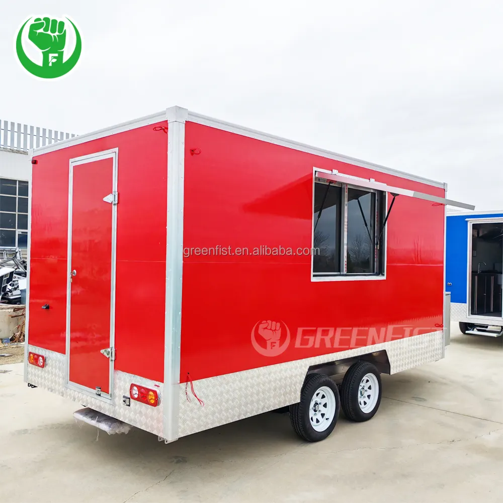 Concession mobile food truck trailers with full kitchen manufacturer for fast food purchase