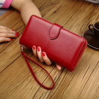 Dompet Wanita Clutch Kulit PU, Dompet Koin, Tempat Kartu, Dompet Panjang Multifungsi untuk Wanita dengan Resleting