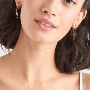 Boucles d'oreilles créoles pendantes multi-étoiles en laiton plaqué or 18 carats avec diamants CZ étincelants pour femmes et jeunes filles, bijoux fins en argent sterling 925 - Product Image 4