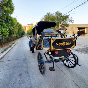 Carruajes de Caballos Europeos Negros Personalizados para Turismo y Eventos, Doble Fila, Elegantes Carruajes Tirados por Caballos para Bodas - Product Image 5