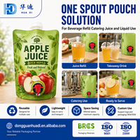 Pochettes personnalisées pour jus de pomme 1000 ml avec bec verseur et bouchon pour les acheteurs de boissons sous marque privée
