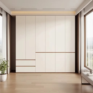 Armoire moderne de luxe en noyer sur mesure, rangement intelligent intégré, mobilier de chambre principale, best-seller - Product Image 1