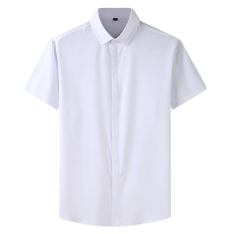 Factory direct sale customizable logo printing oem plain white oversized men's button short sleeve casual shirt