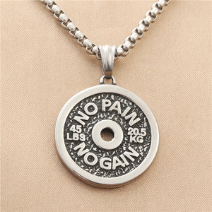 Pendentif plaque de poids de fitness en acier titane 20,5 kg, collier « Traine fort ou rentrez chez toi » pour hommes et femmes, usage quotidien - Product Image 3