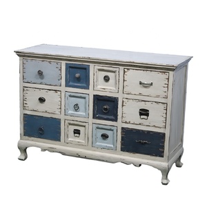 خزانة جانبية فرنسية عتيقة مصنوعة يدويًا بلون أزرق ريفي - Product Image 3