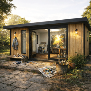 Studio préfabriqué pour ADU, cabane <span class=keywords><strong>de</strong></span> jardin sécurisée, espace <span class=keywords><strong>de</strong></span> travail extérieur, équipement <span class=keywords><strong>de</strong></span> sécurité - Product Image 1