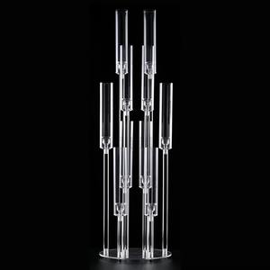 Elegante portavelas duradero de acrílico transparente de 10 brazos de 80cm, diseño moderno de alta calidad para centros de mesa de boda y decoración - Product Image 6
