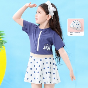 New Arrival Girls Swimwear Short Sleeve One-Piece Animal Print UPF 50 Sportswear for Toddler Baby Girls Summer Swimsuit